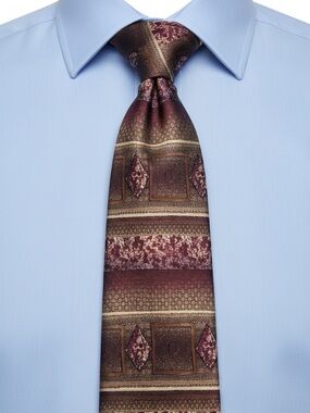 Raffaello Italian Silk 3.5” Neck Tie - tan, gold, brown and burgundy